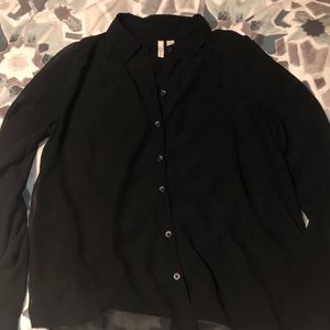Frenchi Small Black Sheer Button Down Long Sleeve Shirt